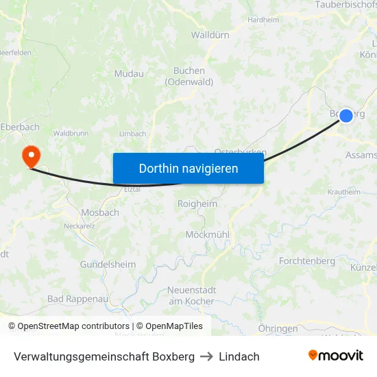 Verwaltungsgemeinschaft Boxberg to Lindach map