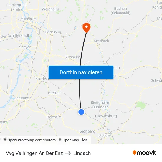 Vvg Vaihingen An Der Enz to Lindach map