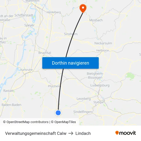 Verwaltungsgemeinschaft Calw to Lindach map