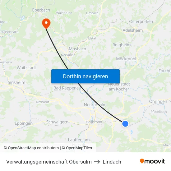 Verwaltungsgemeinschaft Obersulm to Lindach map
