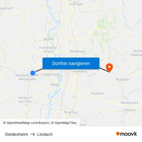 Deidesheim to Lindach map
