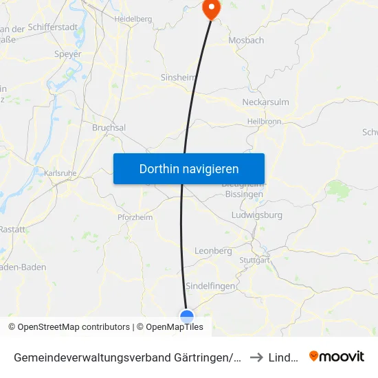 Gemeindeverwaltungsverband Gärtringen/Ehningen to Lindach map