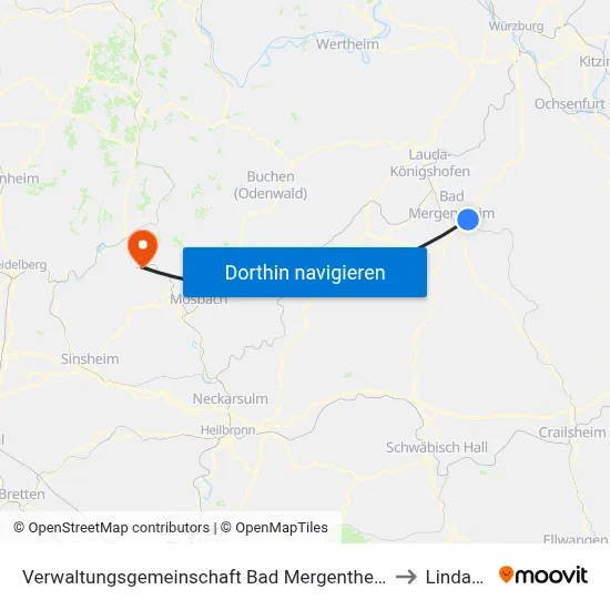 Verwaltungsgemeinschaft Bad Mergentheim to Lindach map