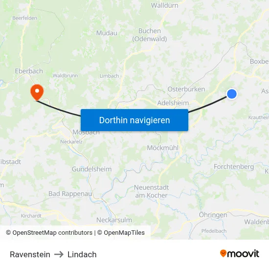 Ravenstein to Lindach map