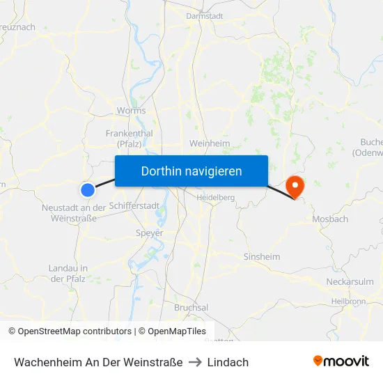 Wachenheim An Der Weinstraße to Lindach map