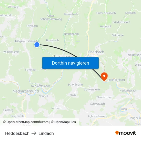 Heddesbach to Lindach map
