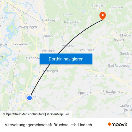 Verwaltungsgemeinschaft Bruchsal to Lindach map