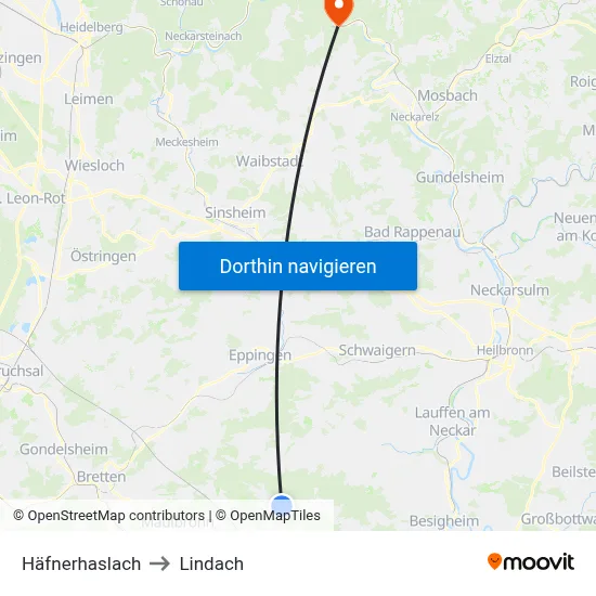 Häfnerhaslach to Lindach map