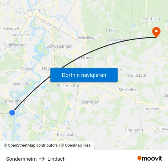 Sondernheim to Lindach map