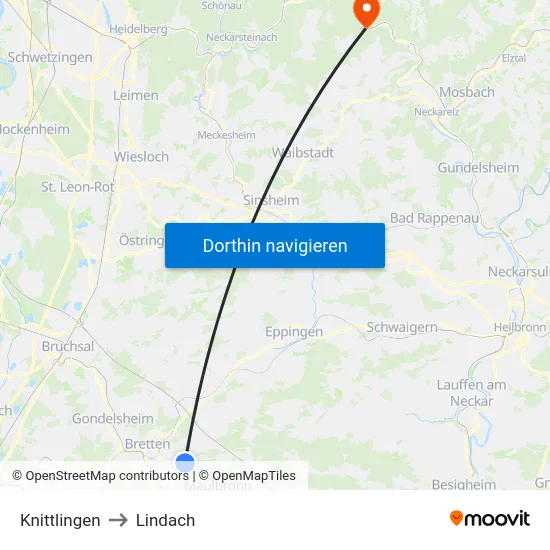 Knittlingen to Lindach map