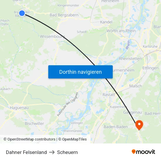 Dahner Felsenland to Scheuern map