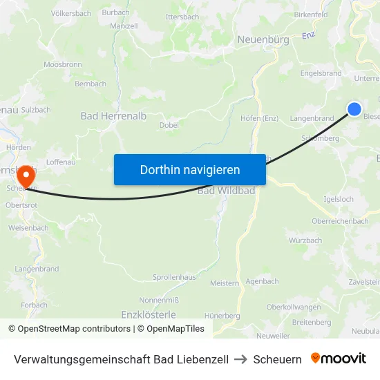 Verwaltungsgemeinschaft Bad Liebenzell to Scheuern map