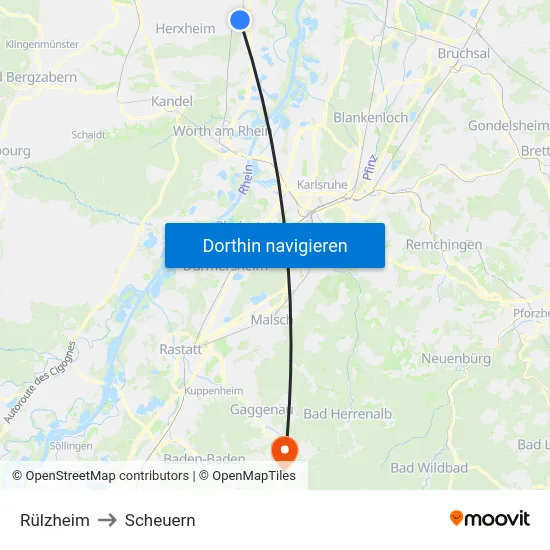 Rülzheim to Scheuern map