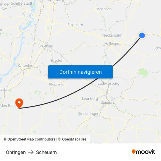 Öhringen to Scheuern map