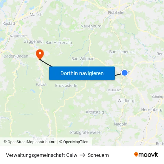 Verwaltungsgemeinschaft Calw to Scheuern map