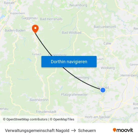 Verwaltungsgemeinschaft Nagold to Scheuern map