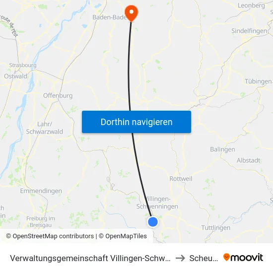 Verwaltungsgemeinschaft Villingen-Schwenningen to Scheuern map