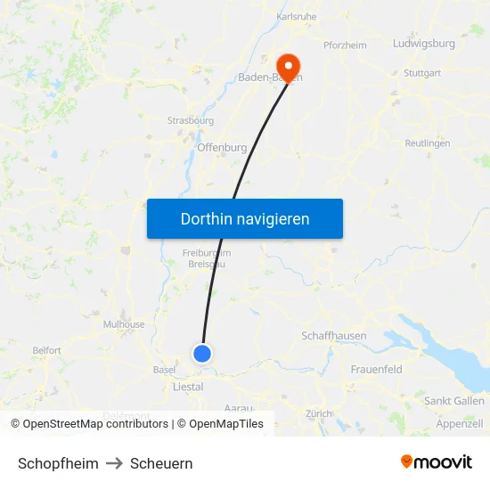 Schopfheim to Scheuern map