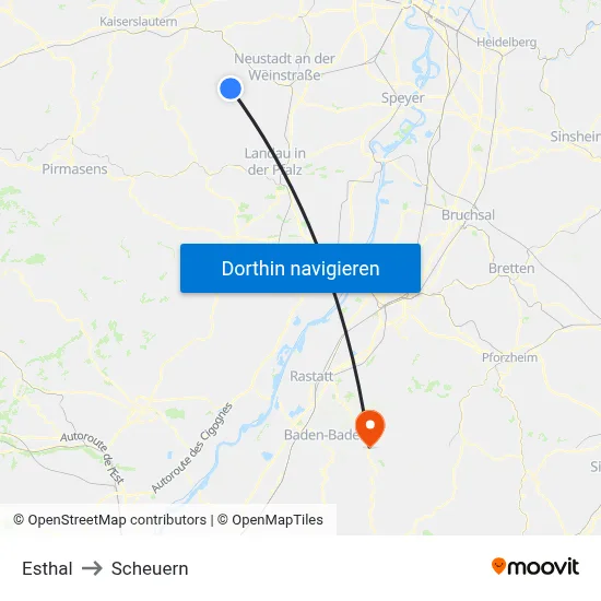 Esthal to Scheuern map
