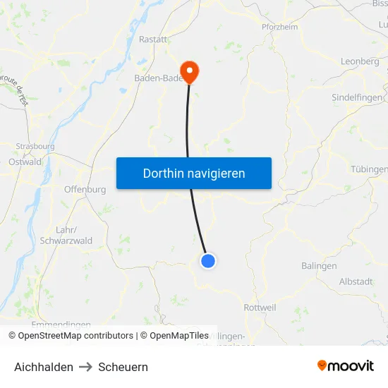 Aichhalden to Scheuern map
