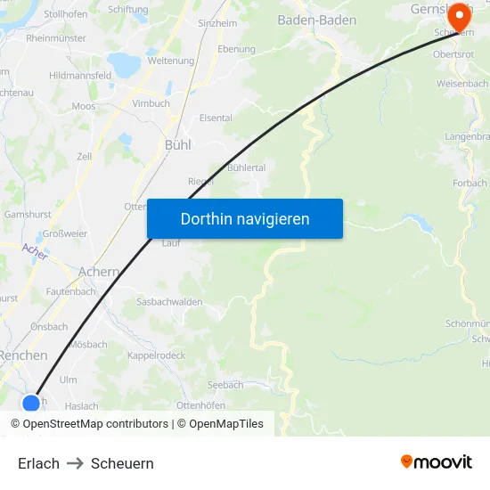 Erlach to Scheuern map