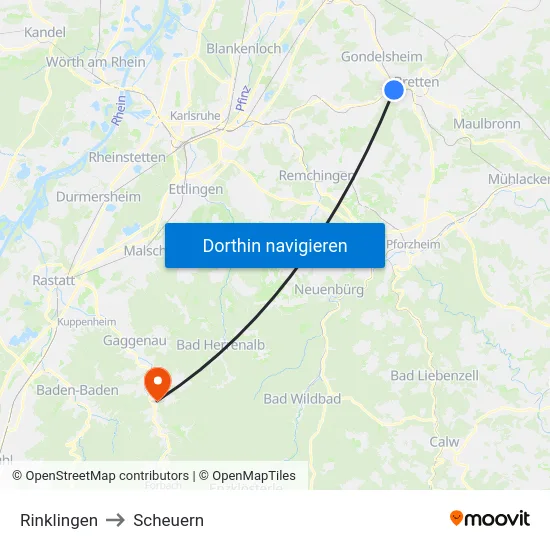 Rinklingen to Scheuern map