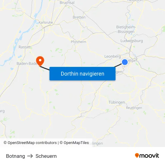 Botnang to Scheuern map