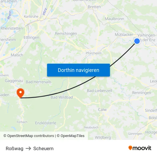 Roßwag to Scheuern map