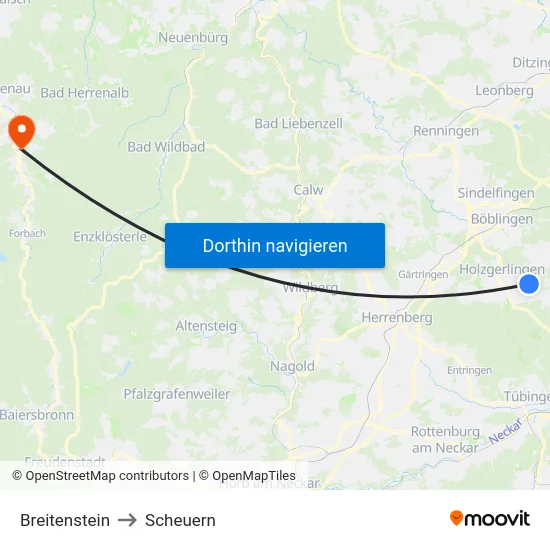 Breitenstein to Scheuern map