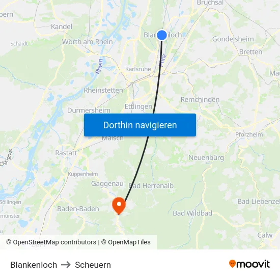 Blankenloch to Scheuern map