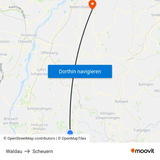 Waldau to Scheuern map