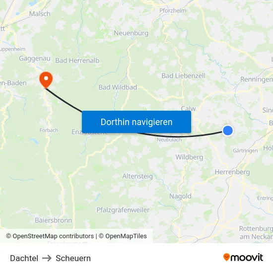 Dachtel to Scheuern map