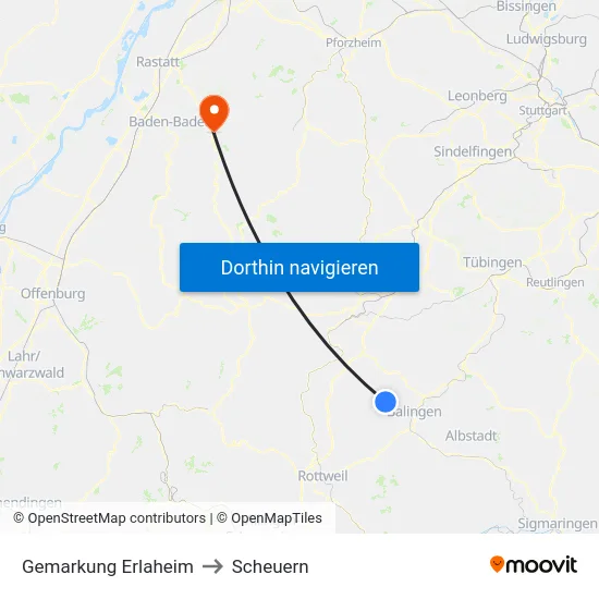 Gemarkung Erlaheim to Scheuern map