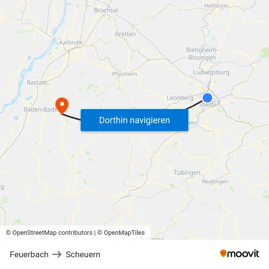Feuerbach to Scheuern map