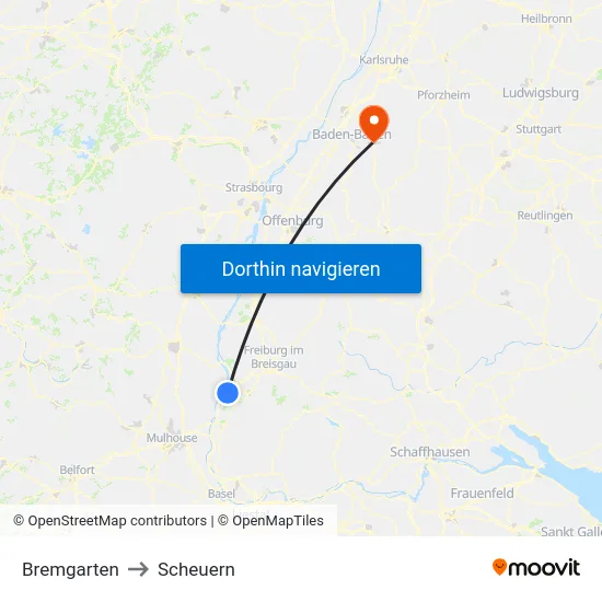 Bremgarten to Scheuern map