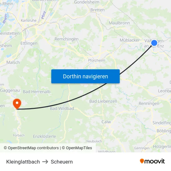 Kleinglattbach to Scheuern map
