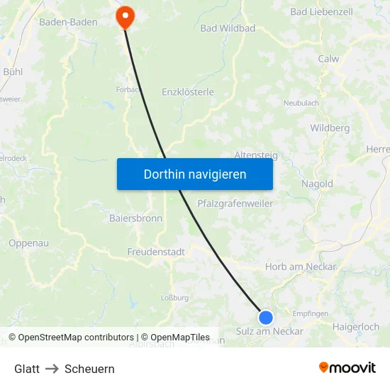 Glatt to Scheuern map