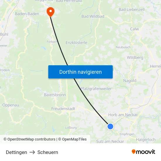 Dettingen to Scheuern map