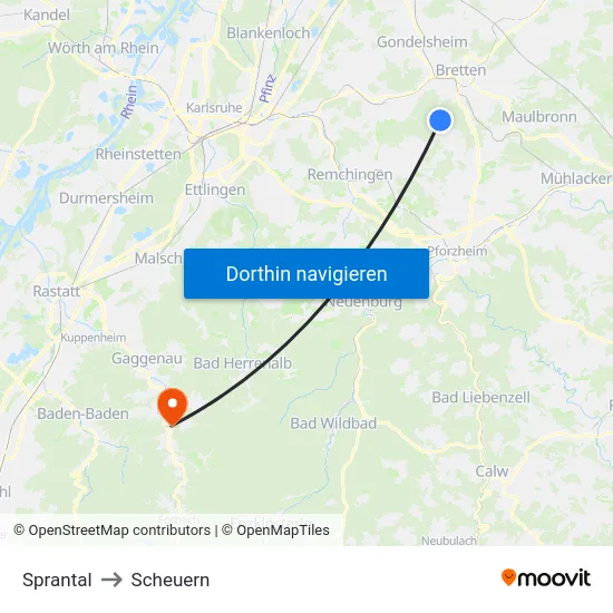 Sprantal to Scheuern map