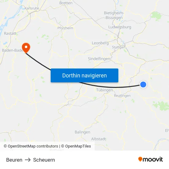 Beuren to Scheuern map
