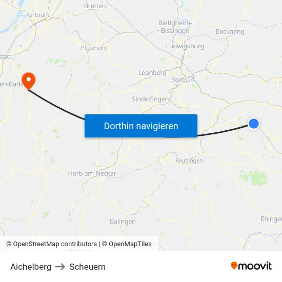 Aichelberg to Scheuern map