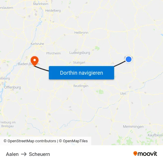 Aalen to Scheuern map