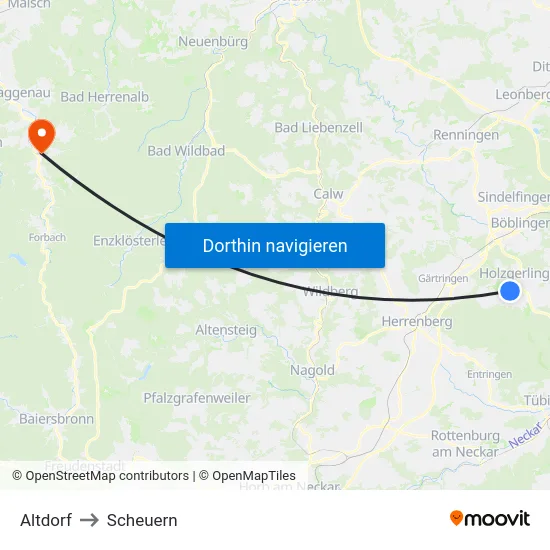 Altdorf to Scheuern map