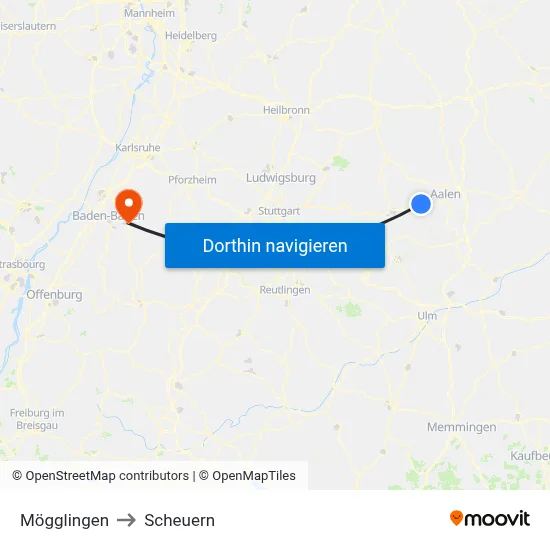 Mögglingen to Scheuern map