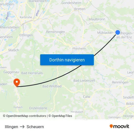Illingen to Scheuern map