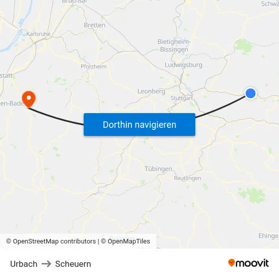 Urbach to Scheuern map
