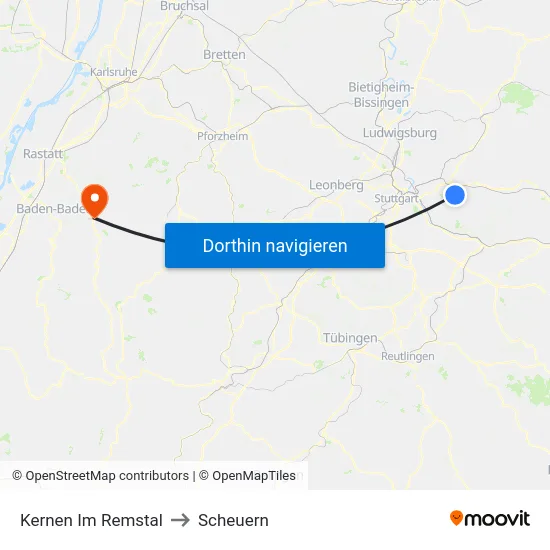 Kernen Im Remstal to Scheuern map