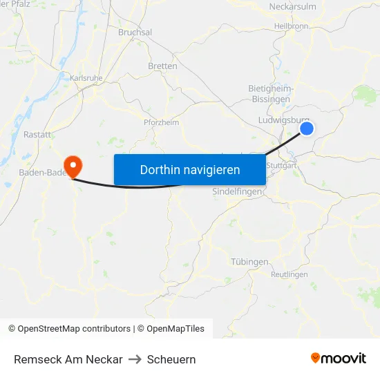 Remseck Am Neckar to Scheuern map
