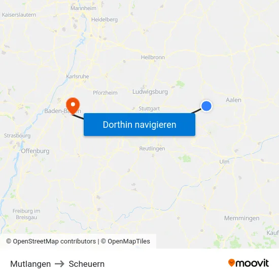 Mutlangen to Scheuern map