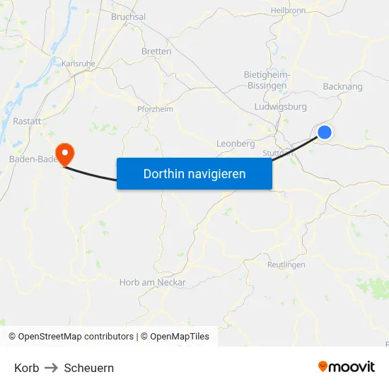 Korb to Scheuern map
